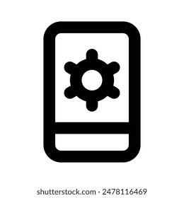 Zahnrad im mobilen Konzept Symbol der mobilen Einstellung