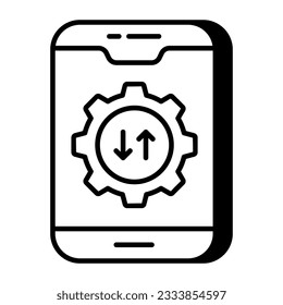 Engranaje dentro del teléfono, ícono de diseño editable de la administración móvil