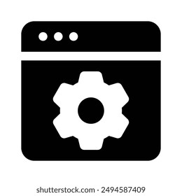Gear inside página web, concepto icono de configuración de Sitio web, gestión de páginas web