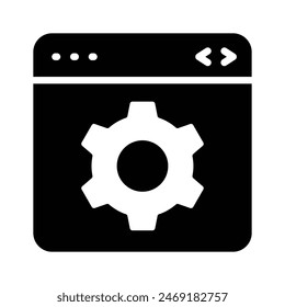 Gear inside webpage showing concept icon of website settings