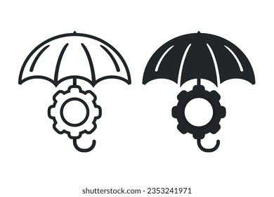 Icono de seguro de engranajes. Vector de ilustración