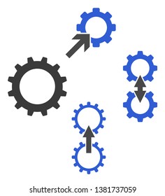 Gear integration arrow icon symbol set. Vector illustration style is flat iconic symbols, isolated on a white background. Gear integration arrow pictograms.