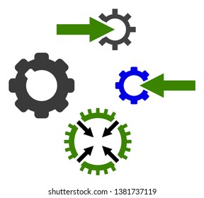 Gear integration arrow icon symbol set. Vector illustration style is flat iconic symbols, isolated on a white background. Gear integration arrow pictograms.