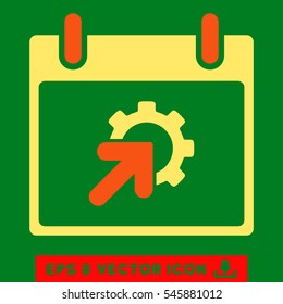 Gear Integration Calendar Day icon. Vector EPS illustration style is flat iconic bicolor symbol, orange and yellow colors.