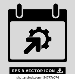 Gear Integration Calendar Day icon. Vector EPS illustration style is flat iconic symbol, black color.