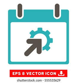 Gear Integration Calendar Day icon. Vector EPS illustration style is flat iconic bicolor symbol, grey and cyan colors.