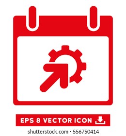Gear Integration Calendar Day icon. Vector EPS illustration style is flat iconic symbol, red color.