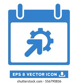 Gear Integration Calendar Day icon. Vector EPS illustration style is flat iconic symbol, cobalt color.