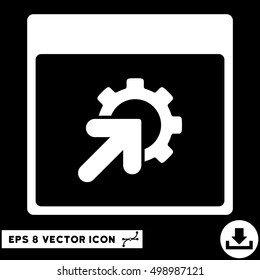 Gear Integration Calendar Page icon. Vector EPS illustration style is flat iconic symbol, white color.