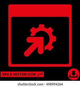 Gear Integration Calendar Page icon. Vector EPS illustration style is flat iconic symbol, red color.