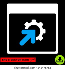 Gear Integration Calendar Page icon. Vector EPS illustration style is flat iconic bicolor symbol, blue and white colors.