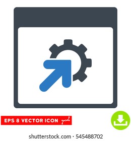 Gear Integration Calendar Page icon. Vector EPS illustration style is flat iconic bicolor symbol, smooth blue colors.