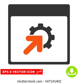 Gear Integration Calendar Page icon. Vector EPS illustration style is flat iconic bicolor symbol, orange and gray colors.