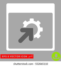 Gear Integration Calendar Page icon. Vector EPS illustration style is flat iconic bicolor symbol, dark gray and white colors.
