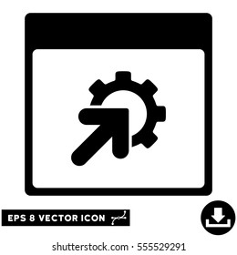 Gear Integration Calendar Page icon. Vector EPS illustration style is flat iconic symbol, black color.