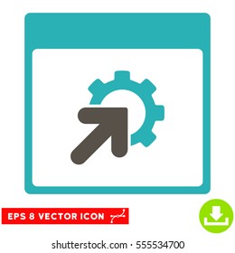 Gear Integration Calendar Page icon. Vector EPS illustration style is flat iconic bicolor symbol, grey and cyan colors.