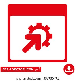 Gear Integration Calendar Page icon. Vector EPS illustration style is flat iconic symbol, red color.