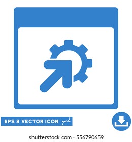 Gear Integration Calendar Page icon. Vector EPS illustration style is flat iconic symbol, cobalt color.