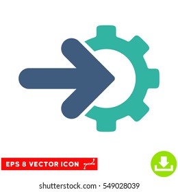 Gear Integration EPS vector icon. Illustration style is flat iconic bicolor cobalt and cyan symbol on white background.