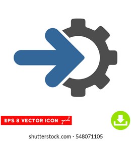 Gear Integration EPS vector pictogram. Illustration style is flat iconic bicolor cobalt and gray symbol on white background.