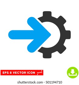 Gear Integration EPS vector pictograph. Illustration style is flat iconic bicolor blue and gray symbol on white background.