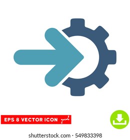 Gear Integration EPS vector pictograph. Illustration style is flat iconic bicolor cyan and blue symbol on white background.