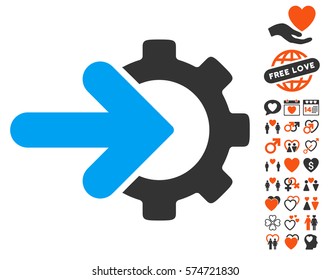 Gear Integration icon with bonus marriage graphic icons. Vector illustration style is flat iconic symbols for web design, app user interfaces.
