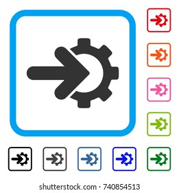 Gear Integration icon. Flat grey iconic symbol in a light blue rounded square. Black, gray, green, blue, red, orange color variants of Gear Integration vector.