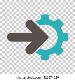 Gear Integration icon. Vector pictogram style is a flat bicolor symbol, grey and cyan colors, chess transparent background. Designed for software and web interface toolbars and menus.