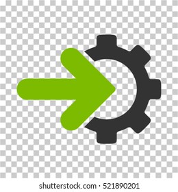 Gear Integration Icon. Vector Pictogram Style Is A Flat Bicolor Symbol, Eco Green And Gray Colors, Chess Transparent Background. Designed For Software And Web Interface Toolbars And Menus.