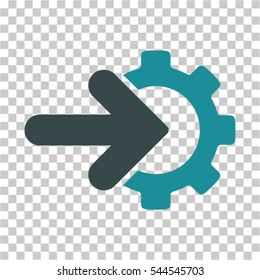 Gear Integration icon. Vector pictogram style is a flat bicolor symbol, soft blue colors, chess transparent background. Designed for software and web interface toolbars and menus.