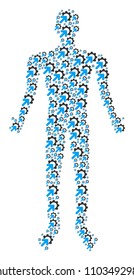 Gear integration man avatar. Vector gear integration icons are composed into person combination.