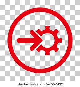 Gear Integration rounded icon. Vector illustration style is flat iconic symbol inside a circle, red color, transparent background. Designed for web and software interfaces.
