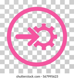 Gear Integration rounded icon. Vector illustration style is flat iconic symbol inside a circle, pink color, transparent background. Designed for web and software interfaces.