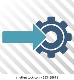 Gear Integration vector icon. Illustration style is flat iconic bicolor cyan and blue symbol on a hatch transparent background.