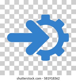 Gear Integration vector pictograph. Illustration style is a flat iconic cobalt symbol on a transparent background.