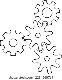 Gear isolated on white background. Coloring page for kids.