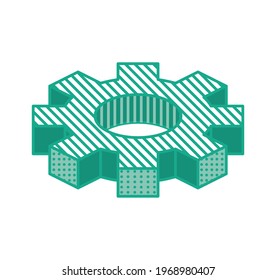 Engranaje aislado en blanco. Ilustración vectorial. Esquema Isometric Icon for Infographic, Website o App.