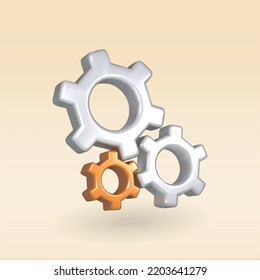 gear isolated vector 3d icon. setting isolated 3d illustration.