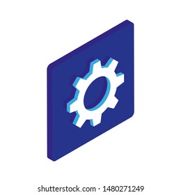 Gear isometric 3d vector icon blue