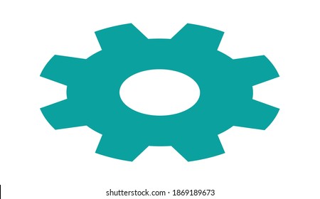 Gear isometric icon, mechanism element line art