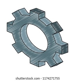Gear isometric symbol scribble