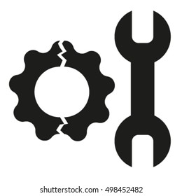 gear and key, brokenness, repair, service station, icons