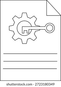 Gear key lines folded paper