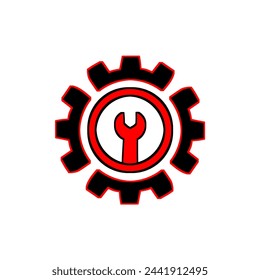Gear and key logo simple creative mechanic design vector template