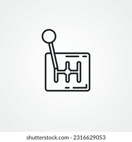 gear knob line icon. speed shifter line icon. manual gearbox line icon.