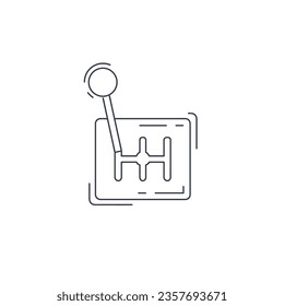 gear knob line icon. speed shifter line icon. manual gearbox thin line icon.