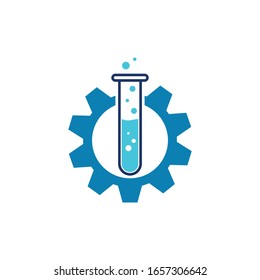 gear and lab bottles. Vector Logo Lab Design Concept. Creative Lab Logo Template. Icon Symbol