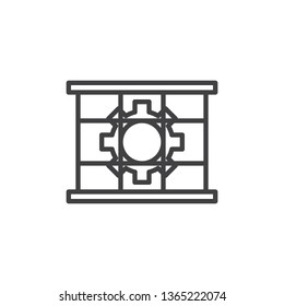 Gear and lattice outline vector icon. Mandatory symbol, logo illustration. Pixel perfect vector 