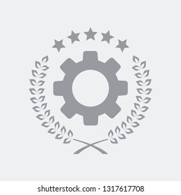 Gear and laurel with stars